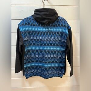 ICELAND Blue & Black Scandinavian Wool Hooded Knit Sweater – Size 10